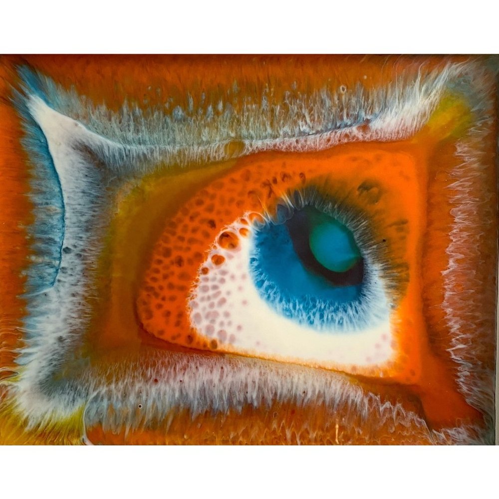 Original Art “Dragon’s Eye” Resin Artwork Painting by Tristina Dietz Elmes 9x11"